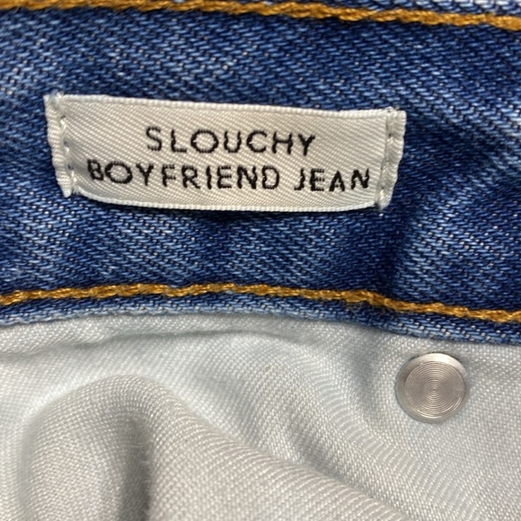 J Crew Slouchy Boyfriend Jean In Barn Wash Size 27 med wash raw hem distressed - Picture 9 of 12